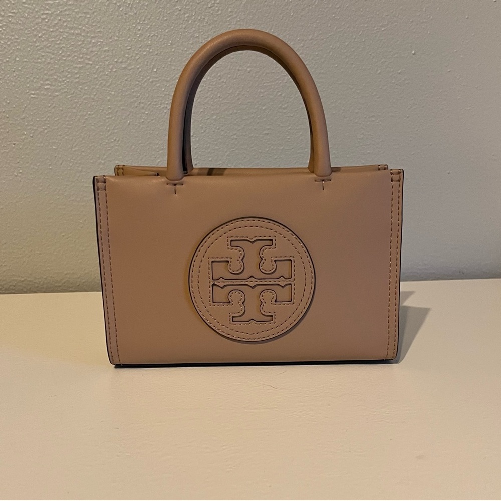 Tory Burch Tan Mini Bag with Structured Shape and Top Handle